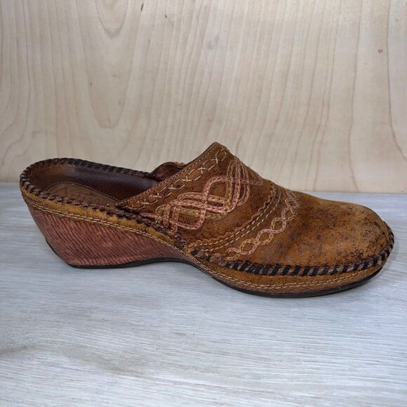 Clarks Artisan Stitched Driving Mule Clogs Brown Leather 72932 Women's 7.5 - Picture 7 of 11